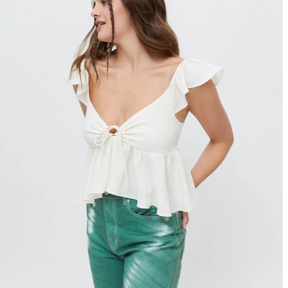 UO Sierra Keyhole Babydoll Blouse